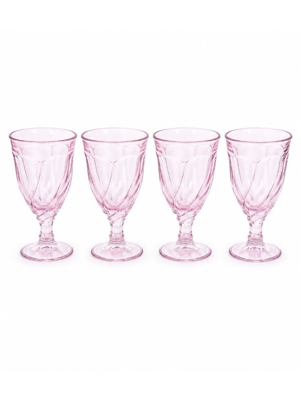 Noritake Pink Swirl Water Goblets Set 4 Retired Replacement Glassware Stemware B